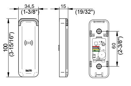 XS4 WRDB0M Mullion Okuyucu Ölçüleri